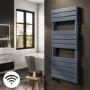 Anthracite Flat Panel Smart Electric Towel Radiator with Wi-Fi Thermostat - 1kW - H1200xW500mm - Bathroom Safe