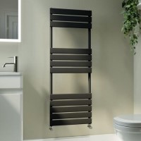 Riace Midnight Black Vertical Flat Towel Radiator 1200x450mm Single Panel 1621 BTU Riace Midnight Black Vertical Flat Towel Radiator 1200x450mm Single Panel 1621 BTU