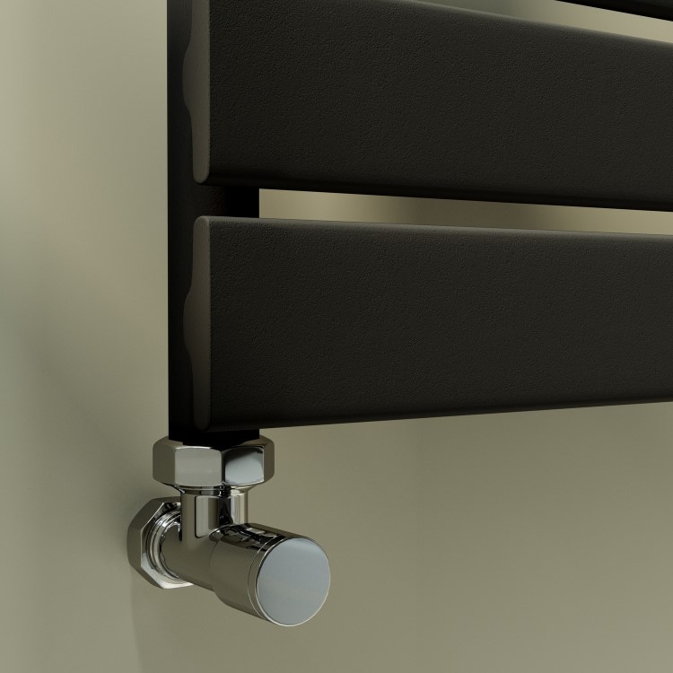 Riace Midnight Black Vertical Flat Towel Radiator 1200x600mm Single Panel 2034 BTU