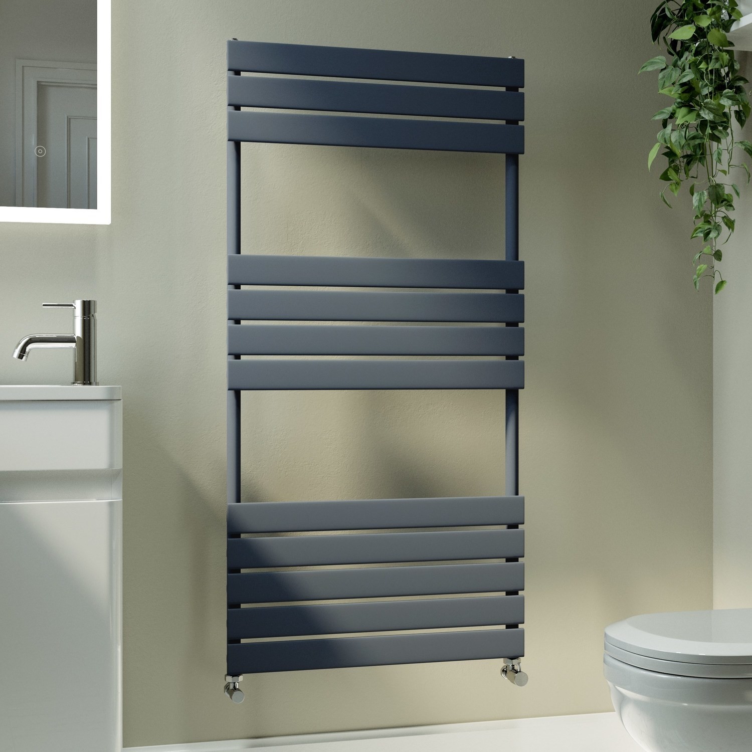 Vertical Flat Towel Radiator 1200x600mm Single Panel 2034 BTU