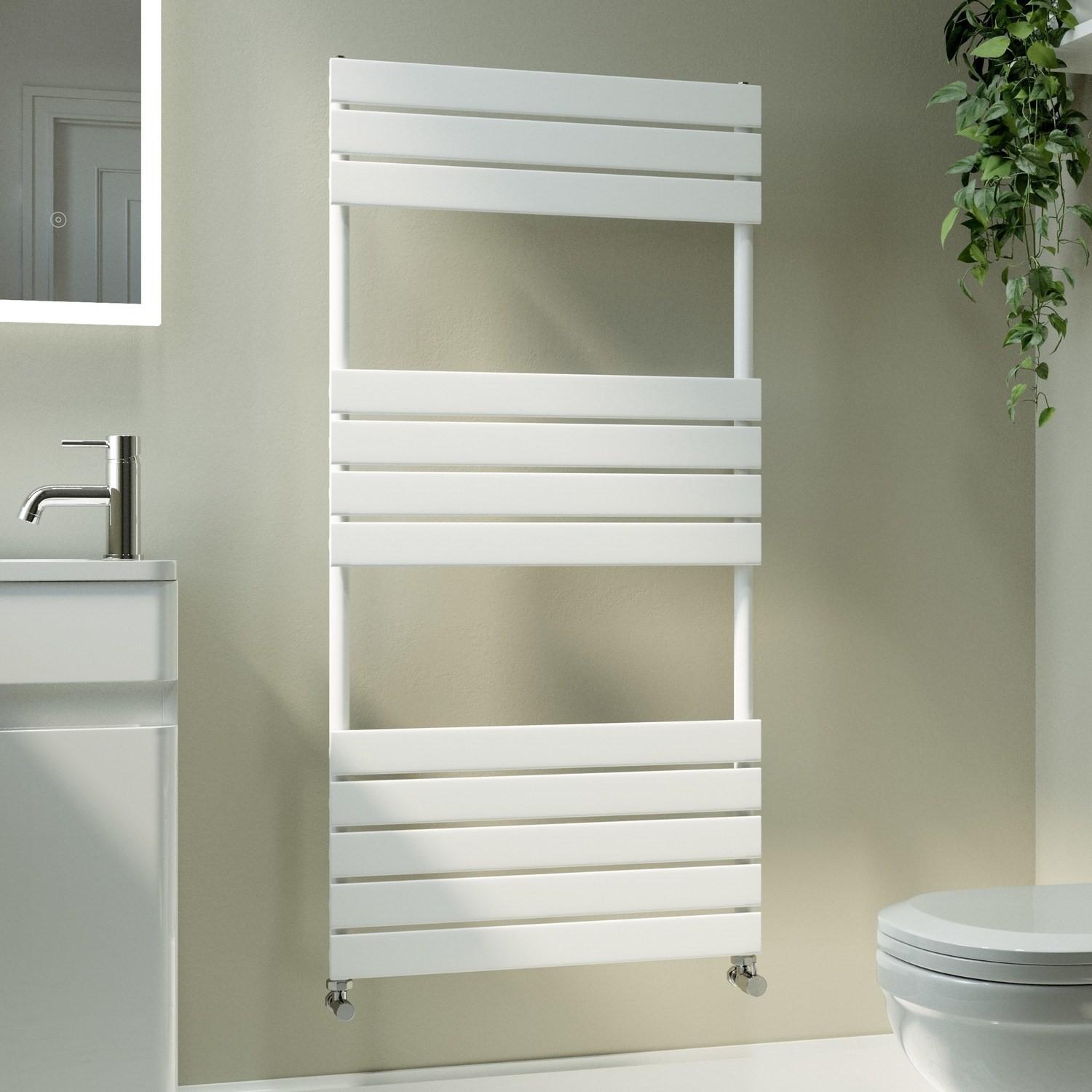 Vertical Flat Towel Radiator 1200x600mm Single Panel 2034 BTU