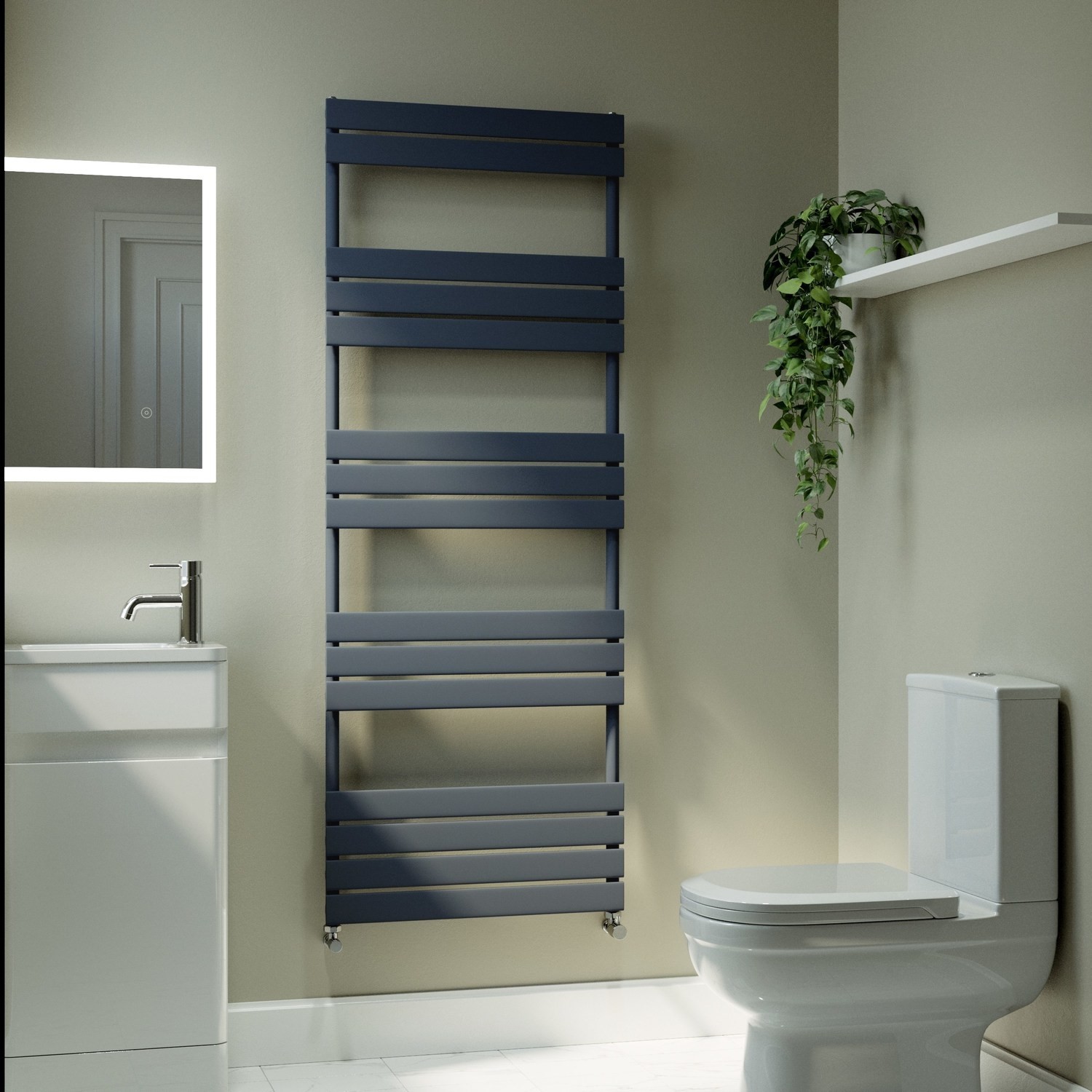 Riace  Vertical Flat Towel Radiator 1600X600mm Single Panel 2742 Btu VSTR15-1600-600DGCF