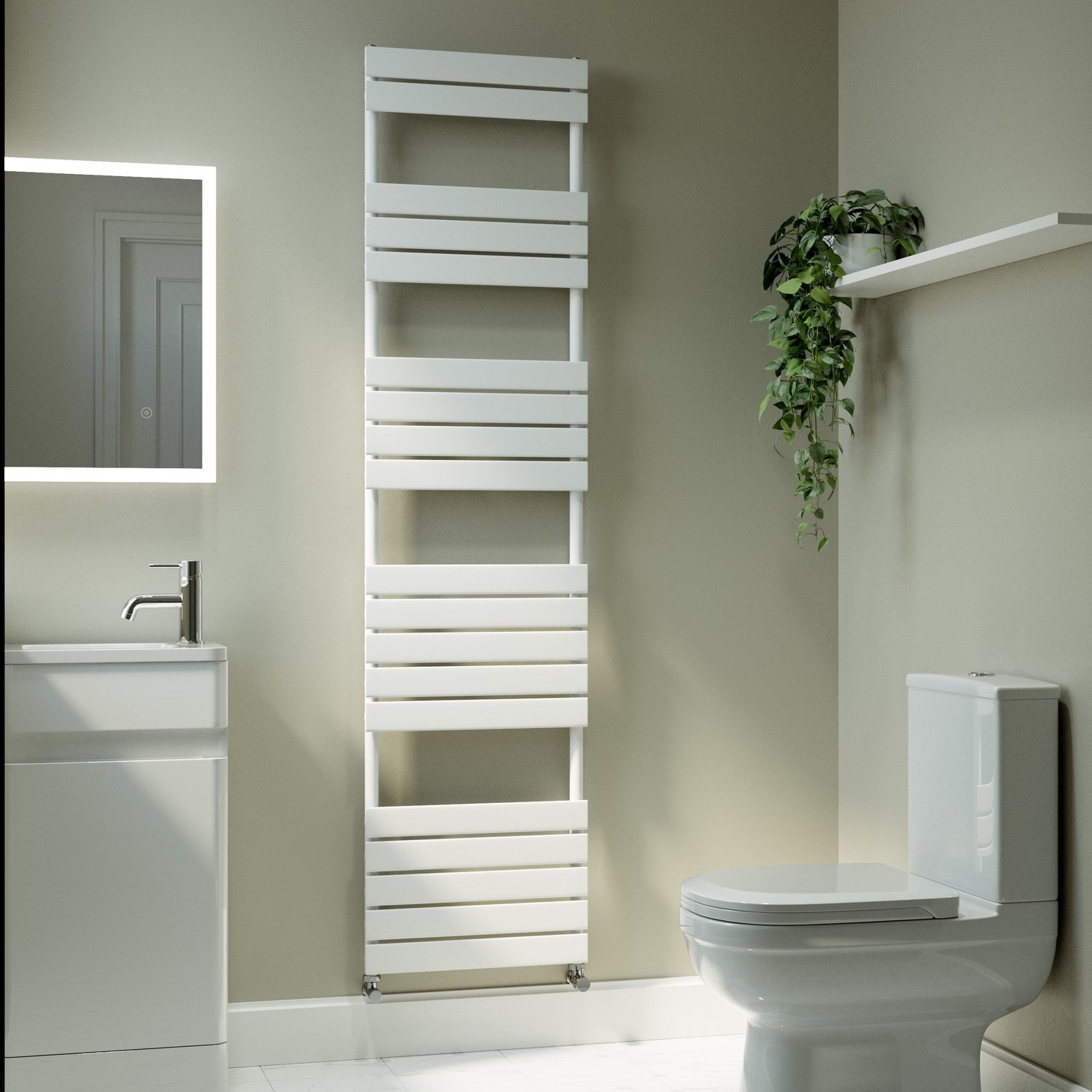 Vertical Flat Towel Radiator 1800x450mm Single Panel 2471 BTU