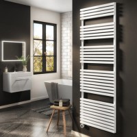 White Smart Electric Towel Radiator with Wi-Fi Thermostat - 1.2kW - H1800xW600mm - Bathroom Safe