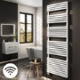 White Smart Electric Towel Radiator with Wi-Fi Thermostat - 1.2kW - H1800xW600mm - Bathroom Safe