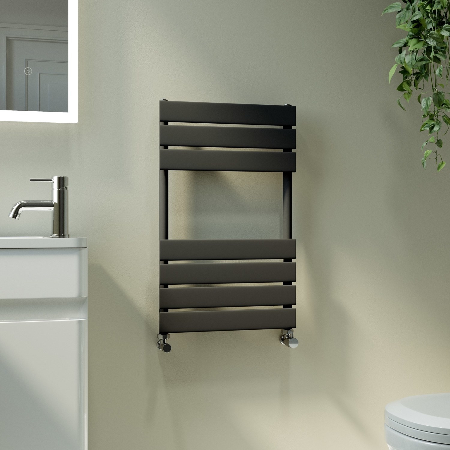 Midnight Vertical Flat Towel Radiator 650x400mm Single Panel 870 BTU