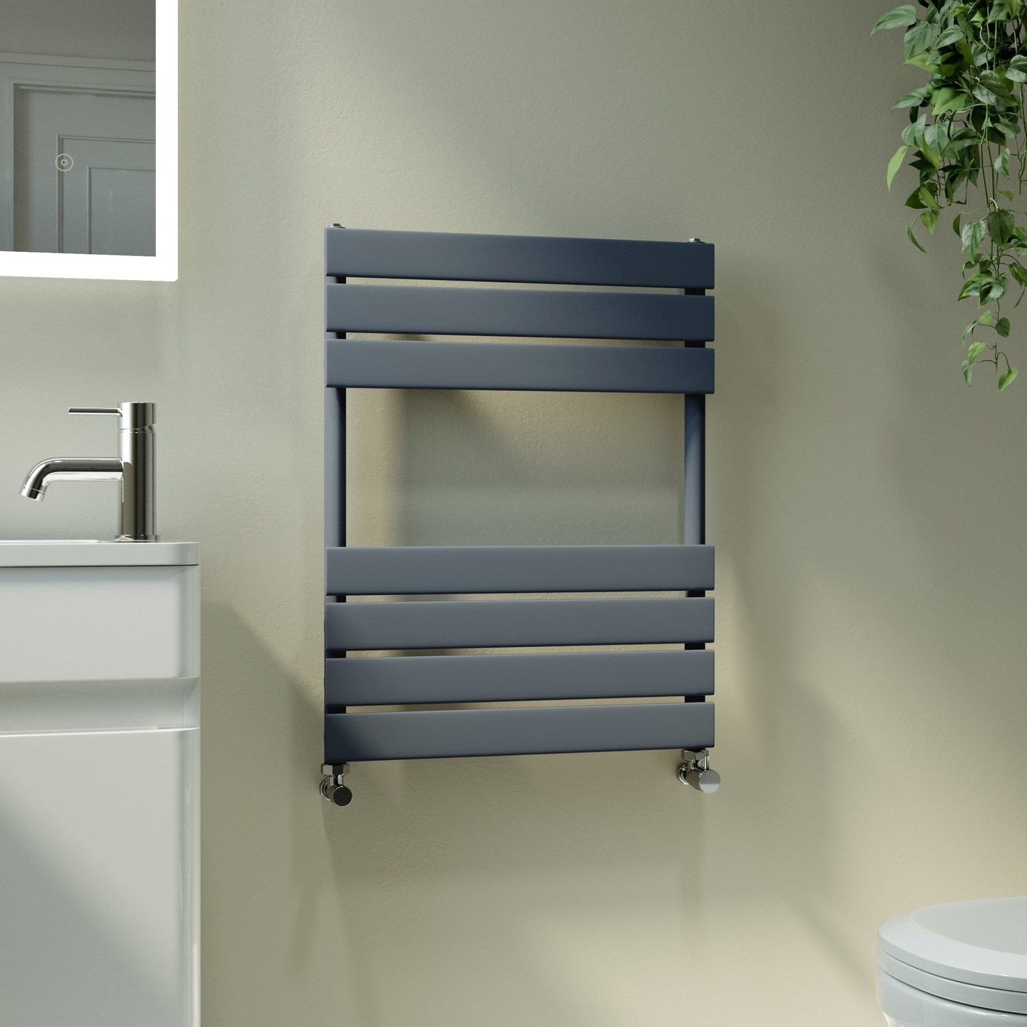 Riace  Vertical Flat Towel Radiator 650X500mm Single Panel 1018 Btu VSTR7-650-500DGCF