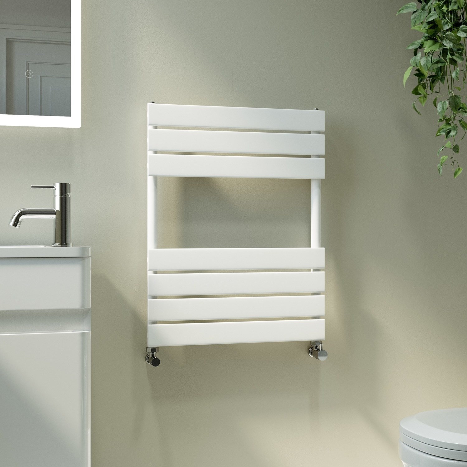 Riace  Vertical Flat Towel Radiator 650X500mm Single Panel 1018 Btu VSTR7-650-500WCF