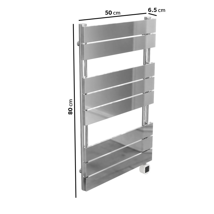 electriQ Flat Panel Electric Towel Radiator H800xW500mm - Chrome