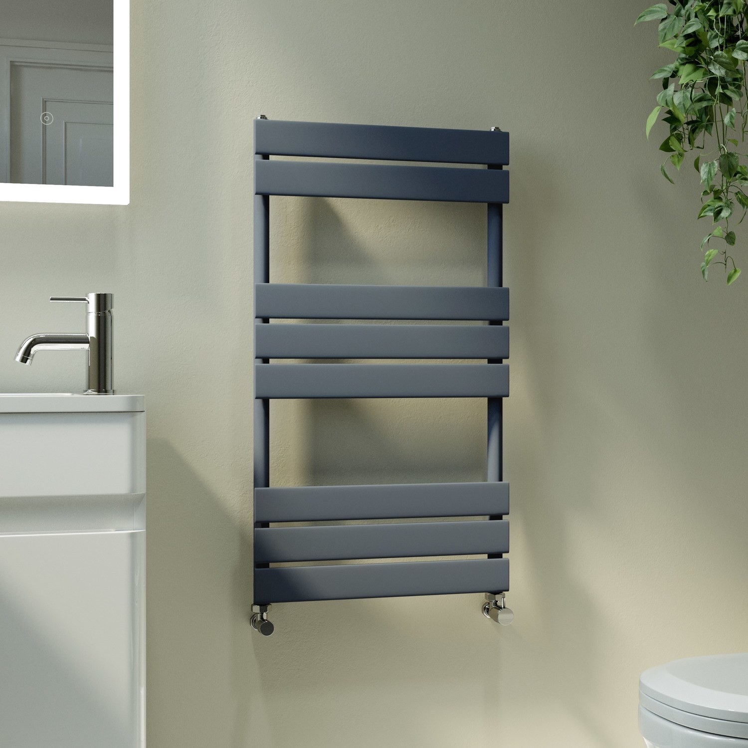 Riace  Vertical Flat Towel Radiator 800X450mm Single Panel 1120 Btu VSTR8-800-450DGCF
