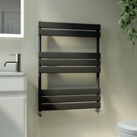 Riace Midnight Black Vertical Flat Towel Rail Radiator 800x600mm Single Panel 1406 BTU Riace Midnight Black Vertical Flat Towel Rail Radiator 800x600mm Single Panel 1406 BTU
