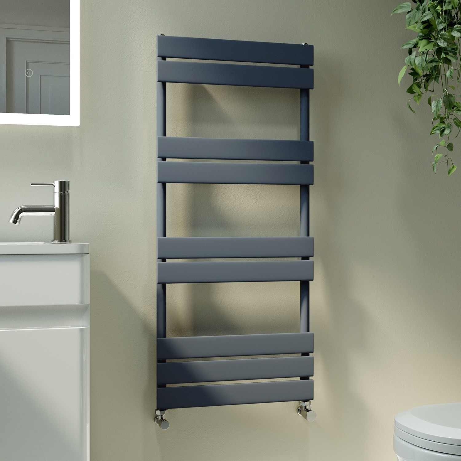 Vertical Flat Towel Rail Radiator 1000x450mm Single Panel 1365 BTU