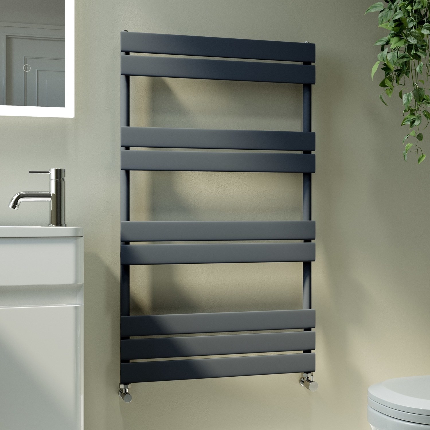Vertical Flat Towel Rail Radiator 1000x600mm Single Panel 1712 BTU