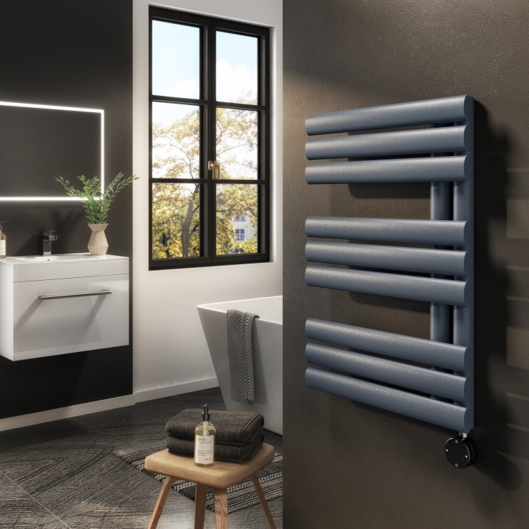 Anthracite Smart Electric Towel Radiator with Wi-Fi Thermostat - 0.6kW - H650xW450mm - Bathroom Safe