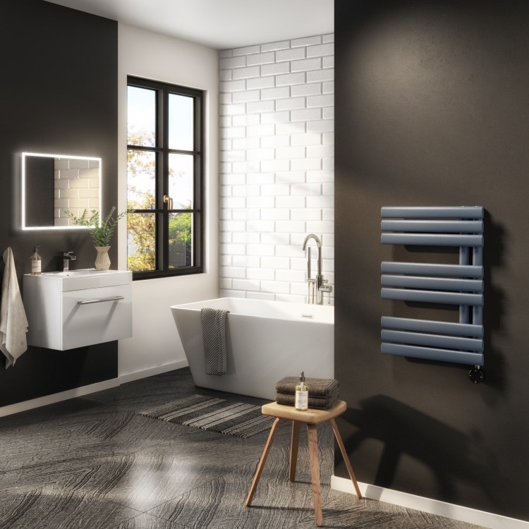 Anthracite Smart Electric Towel Radiator with Wi-Fi Thermostat - 0.6kW - H650xW450mm - Bathroom Safe