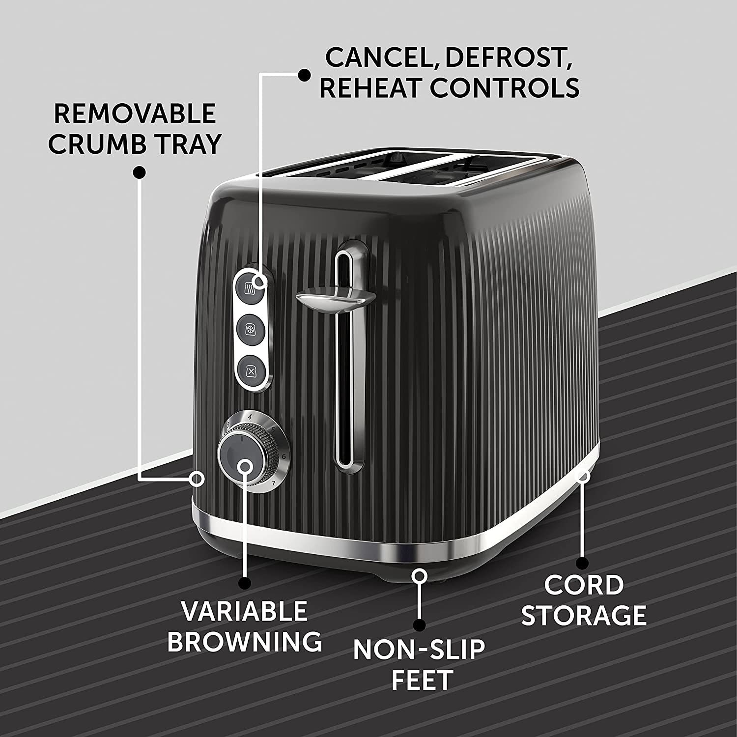 Breville Bold 2 Slice Toaster Black VTR00101 Appliances Direct