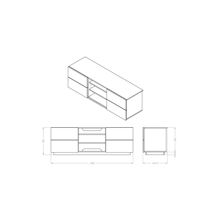 UKCF London Gloss White TV Cabinet - Up to 60 Inch - FULLY ASSEMBLED