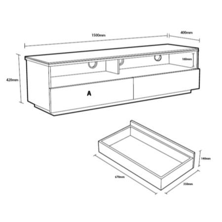 UKCF New York Gloss White TV Cabinet - Up to 55 Inch
