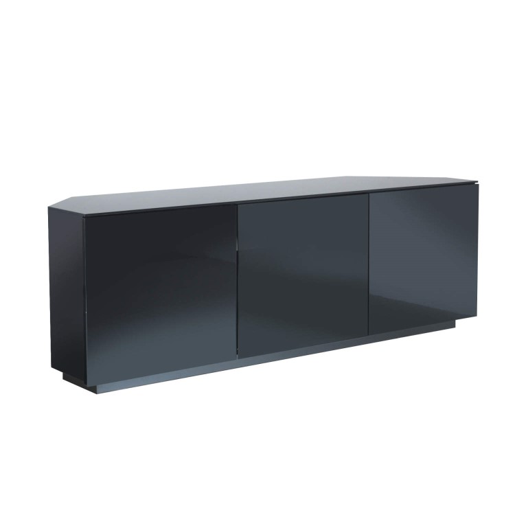 UKCF Milan Gloss Black Corner TV Cabinet - Up to 55 Inch - FULLY ASSEMBLED