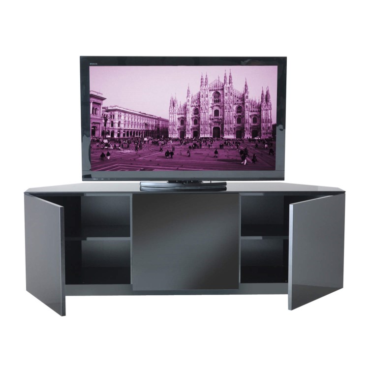 UKCF Milan Gloss Black Corner TV Cabinet - Up to 55 Inch - FULLY ASSEMBLED