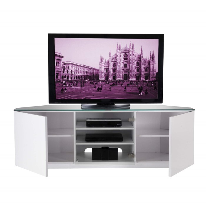 UKCF Milan Gloss White Corner TV Up to 55 Inch FULLY
