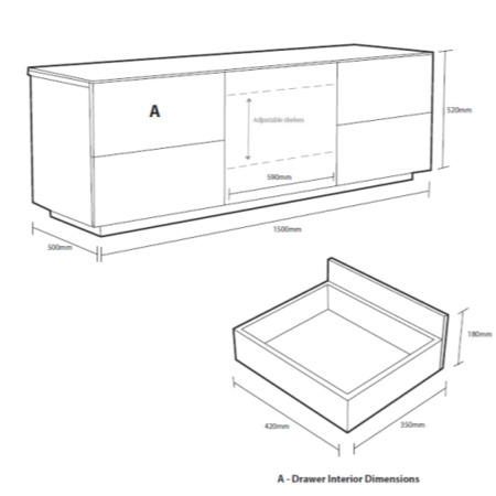 UKCF London Gloss Walnut TV Cabinet - Up to 60 Inch