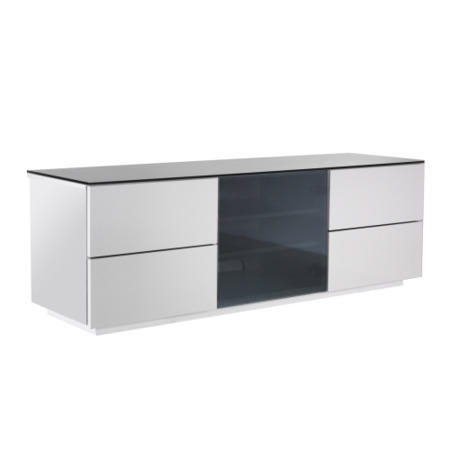 London gloss White and Black glass Factory Assembled Packed TV Cabinet 1500x500x420mm 4 Drawers Plus