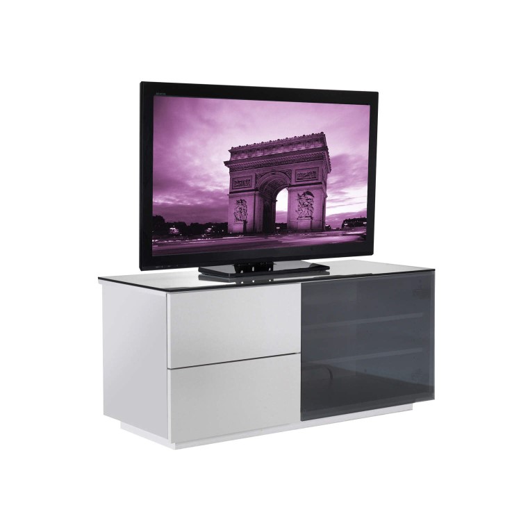Paris Gloss Black TV Cabinet 110x50x45mm 2 drawers Side Cupboards with hidden Shelves Up to 42 Inch 