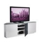 Milan gloss White and Black glass Corner Flat packed TV Cabinet 1500x500x400mm Two Side Cupboards wi