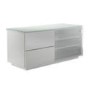 Paris white and white glass Flat packed TV Cabinet 110x50x45mm 2 drawers Side Cupboards with hidden 