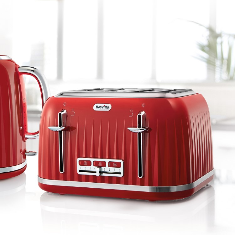 Breville VTT783 Impressions Textured 4 Slice Toaster - Red