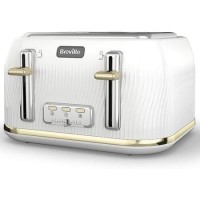 GRADE A1 - Breville VTT976 Flow 4 Slice Toaster - White & Gold