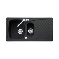 GRADE A1 - As new but box opened - Leisure Sinks VUN1160BL Rangemaster Uniline Velstra 1160x508 1.75 Bowl Reversible Composite Sink - Black