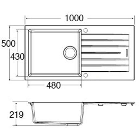 1 Bowl Grey Composite Kitchen Sink with Reversible Drainer - CDA