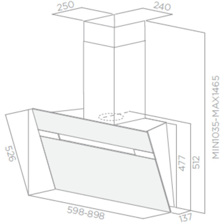 Elica ASCENT60BL Ascent Black Angled 60cm Chimney Cooker Hood