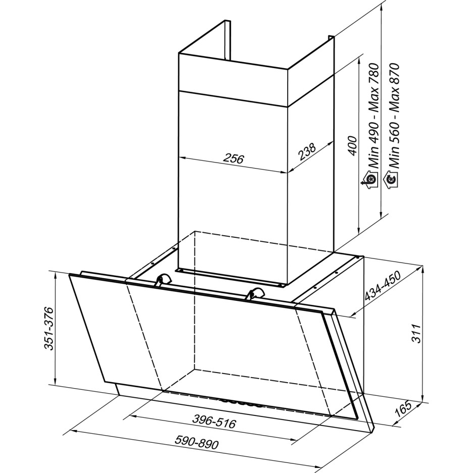 Faber Grexia 90cm Angled Cooker Hood Light Grey Stoneware & Stainless
