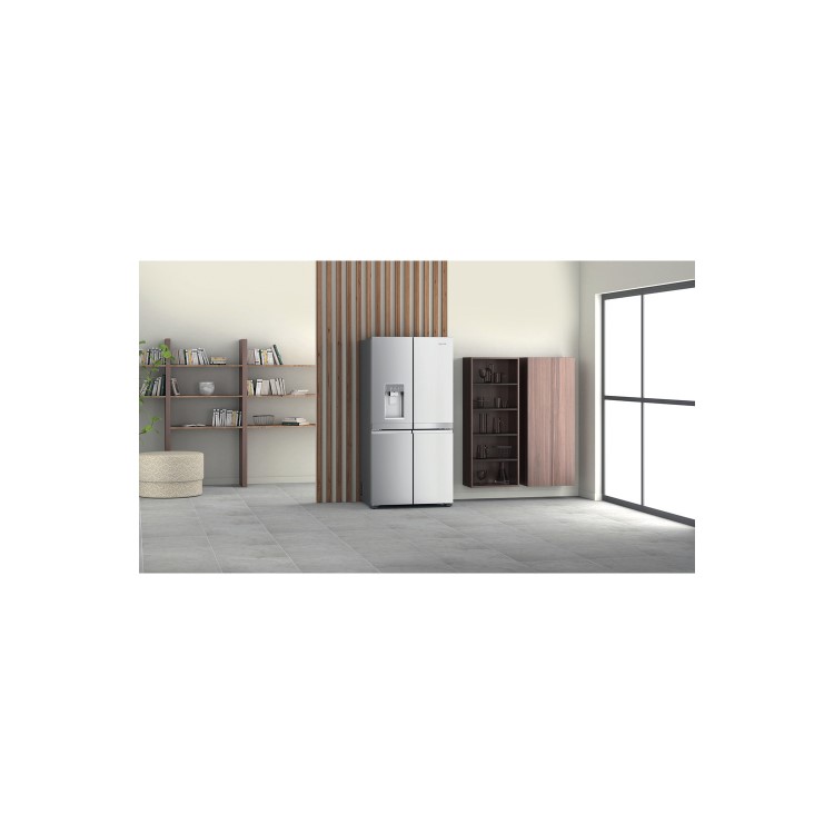GRADE A1 - Hotpoint HQ9IMO1L Four Door American Fridge Freezer WIth Water Dispenser - Stainless Steel Look