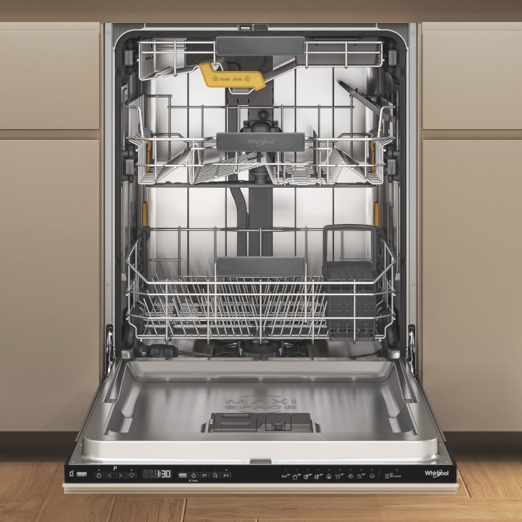 Whirlpool Integrated Dishwasher - 6th Sense PowerClean Pro B-Rated - Black control panel