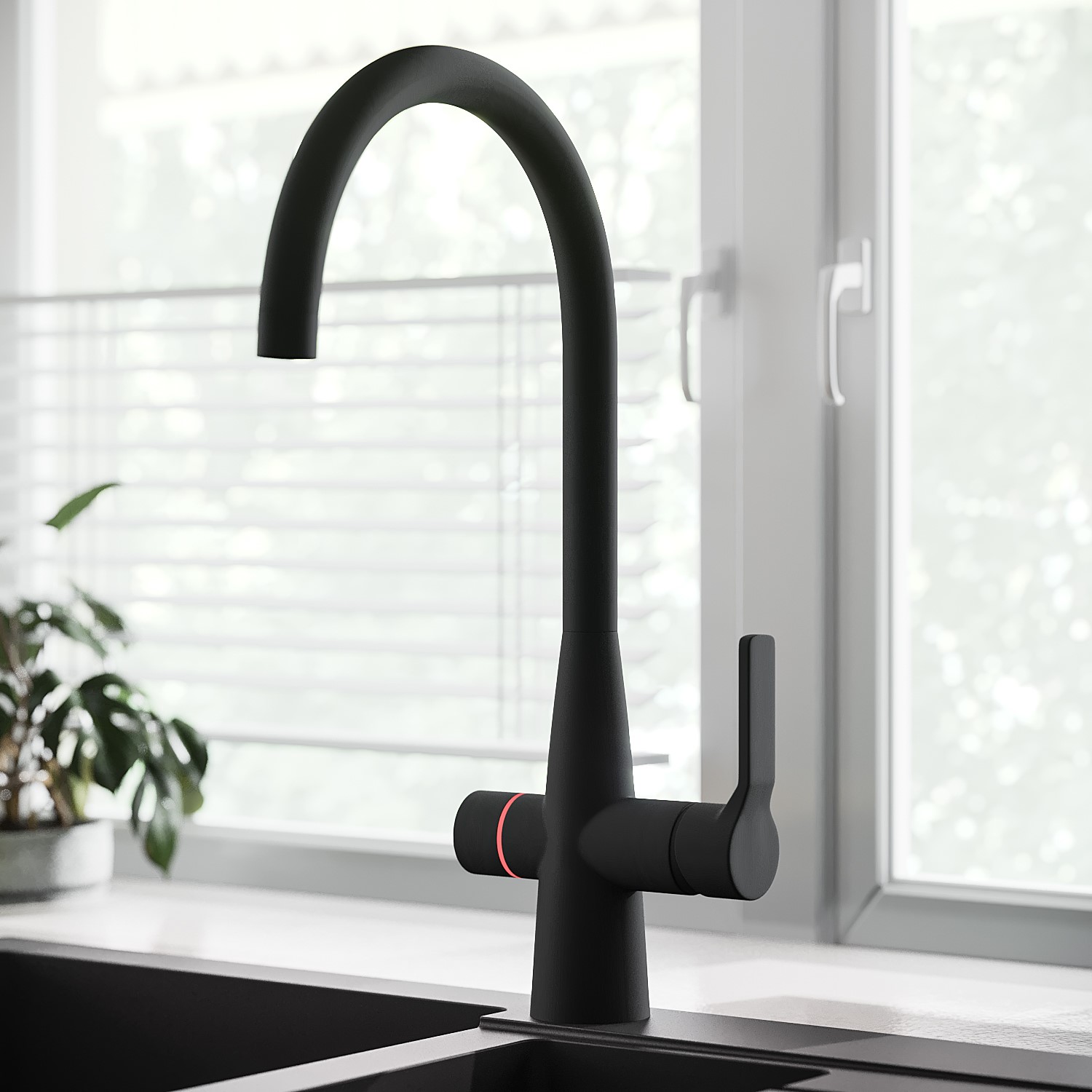 Black 4 in 1 Boiling and Filtered Water Kitchen Mixer Tap - Pronto Wallace