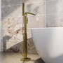 ONLY OPENED - Brushed Brass Freestanding Bath Shower Mixer Tap - Wave