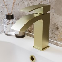 Brushed Brass Mono Basin Mixer Tap - Wave Brushed Brass Mono Basin Mixer Tap - Wave