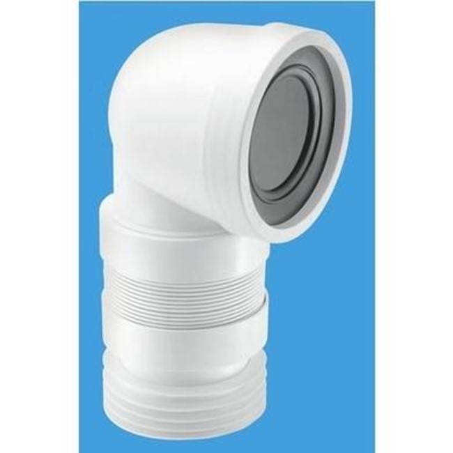 97-107mm Inlet x 4"/110mm Outlet 90° Flexible WC Connector