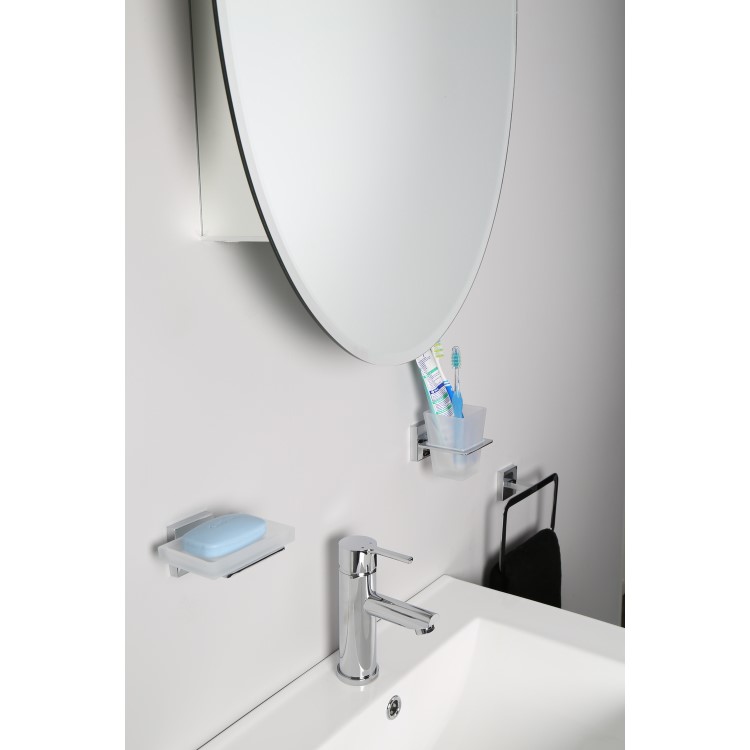 Oval Chrome Mirrored Bathroom Wall Cabinet 535 x 790mm - Croydex