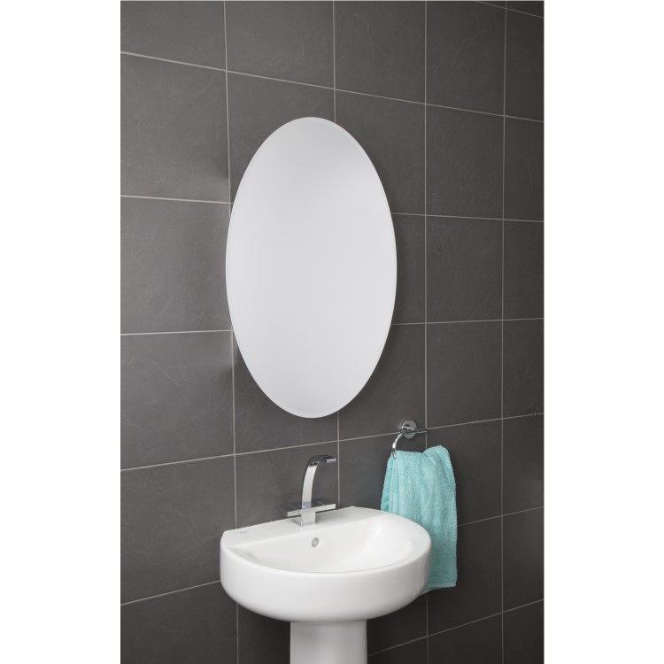 Oval Chrome Mirrored Bathroom Wall Cabinet 535 x 790mm - Croydex
