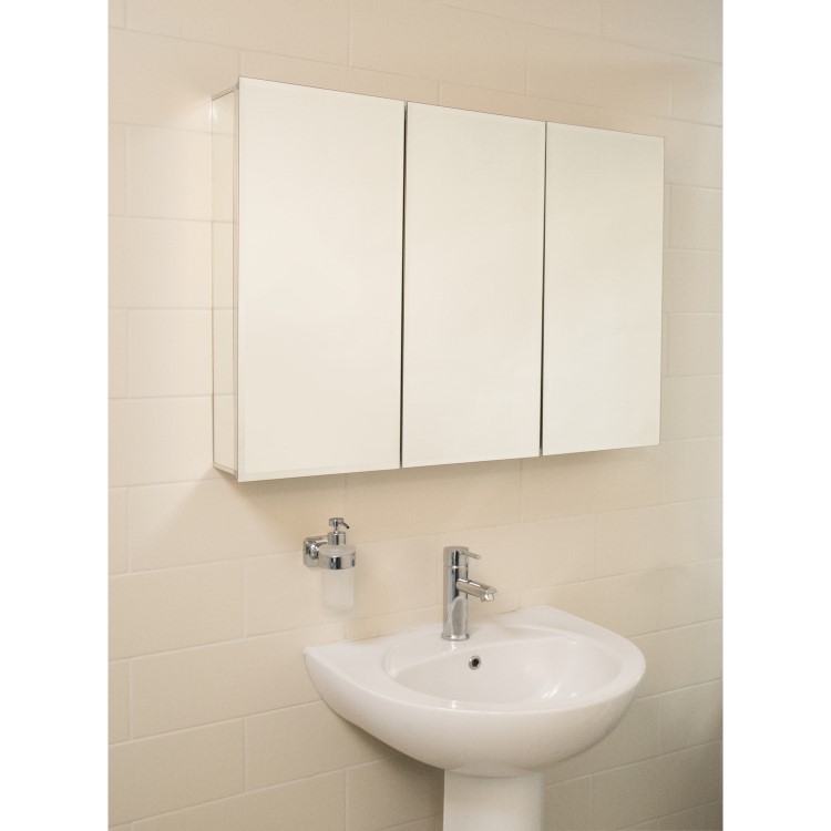 GRADE A1 - Aluminium Hang N Lock Mirrored Triple Door Bathroom Wall Cabinet 610 x 660mm -Croydex