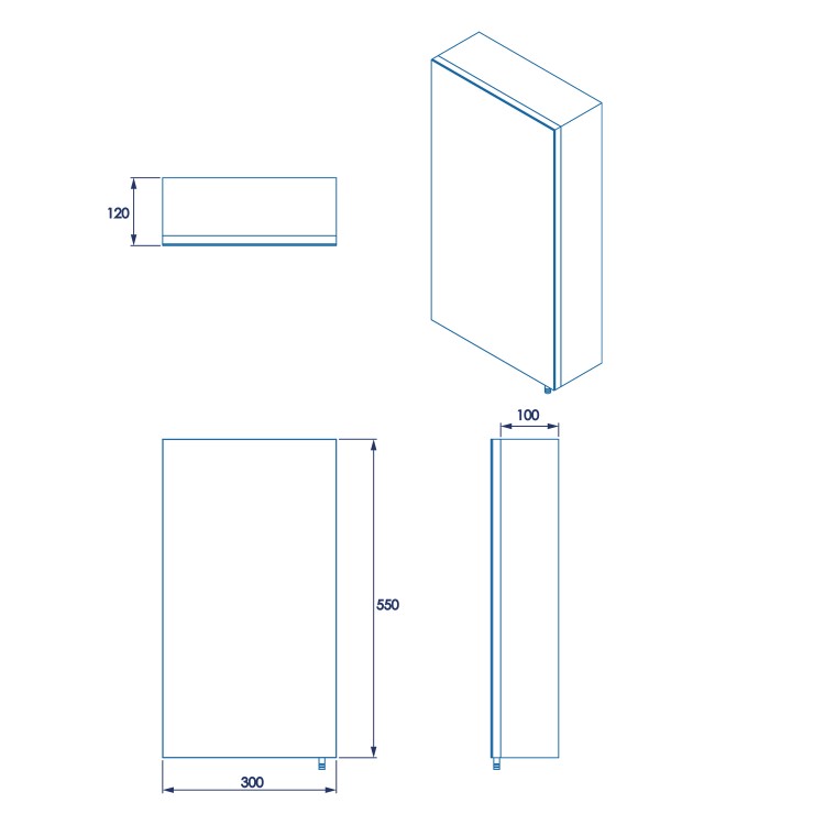 Croydex Chrome Mirrored Bathroom Cabinet 300 x 550mm