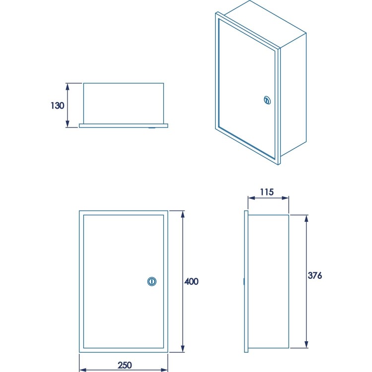 Steel Mirrored Bathroom Wall Cabinet Lockable 250 x 400mm - Croydex