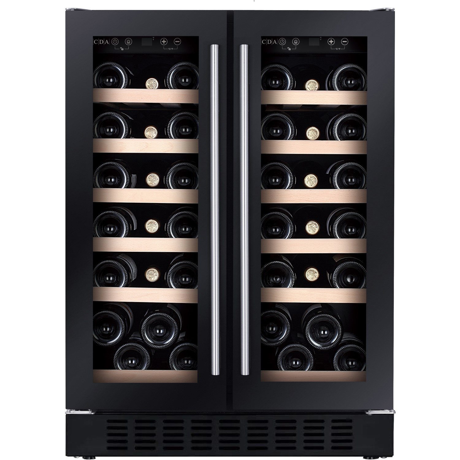 CDA 60cm under Counter Double Door Wine Cooler - Black