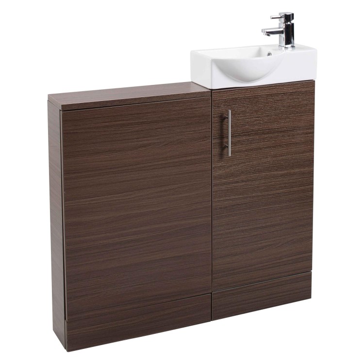 Walnut Slimline WC Toilet Unit - Without Toilet - W490 x H780mm