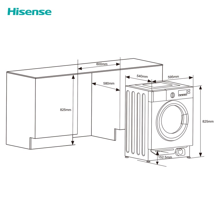 Hisense 3S Series 8kg Wash 6kg Dry 1400rpm Integrated Washer Dryer - White